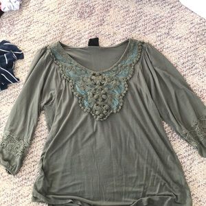 Green Embroidered Blouse